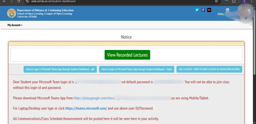 SOL Students Login Portal After the Admission