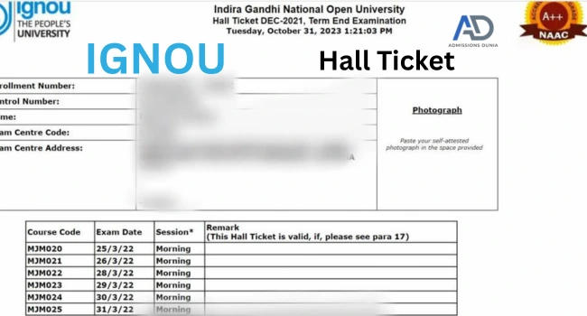 IGNOU Hall Ticket June 2025